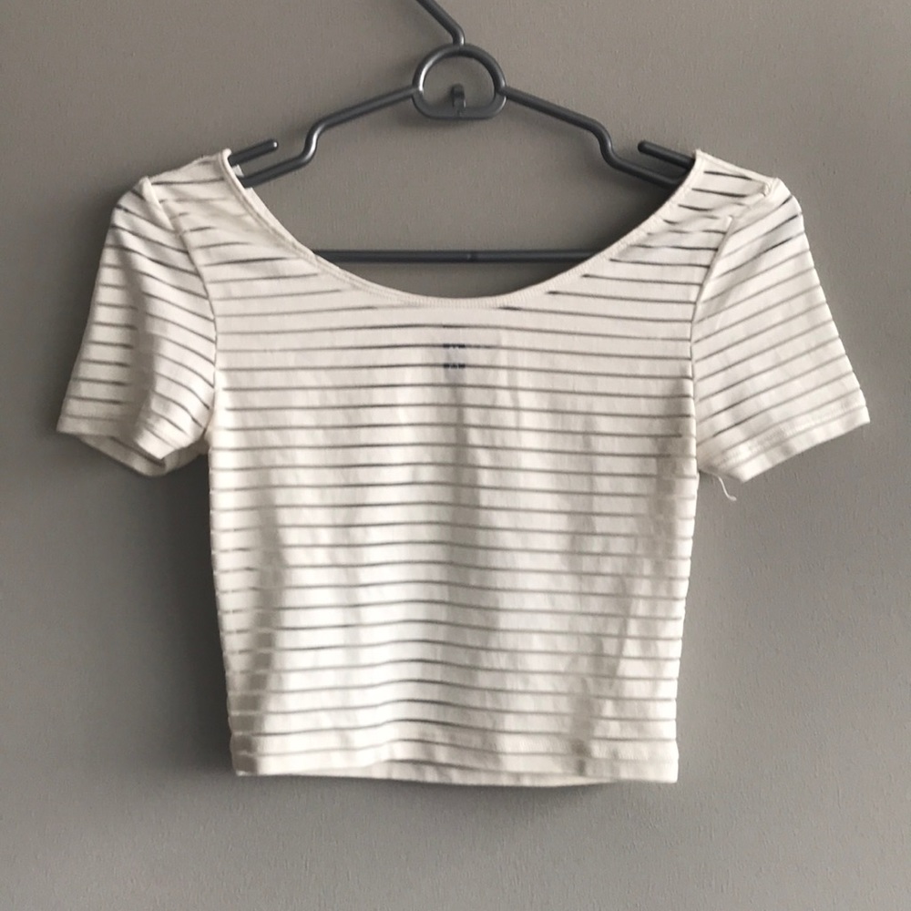 H&M Mesh Stripe Crop Top